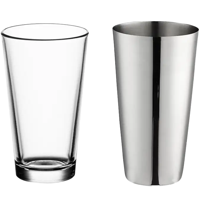 Acopa Mixing Glass and American Metalcraft Cocktail Shaker