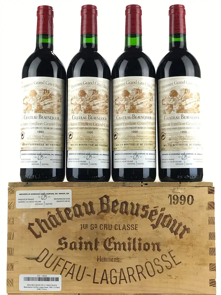 1990 Duffau-Lagarrosse Chateau Beausejour, Saint-Emilion Grand Cru, Case of 12 btls