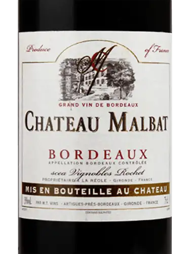 Chateau Malbat Bordeaux Merlot Rouge 2021 750Ml Wine