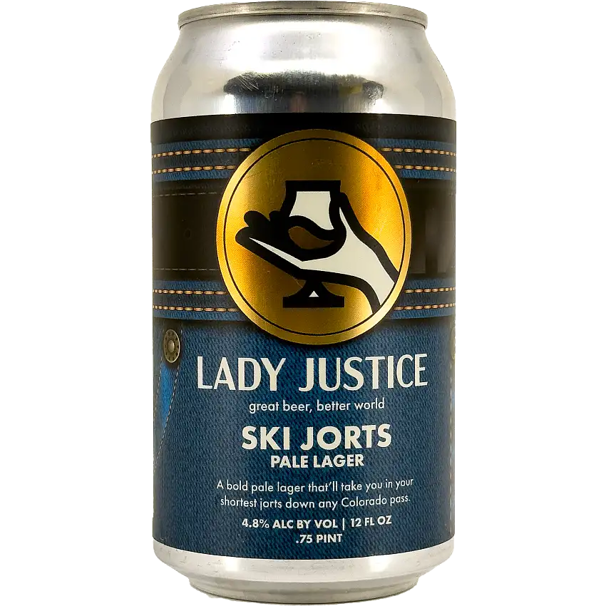 Lady Justice Ski Jorts Pale Lager Beer, Colorado, USA