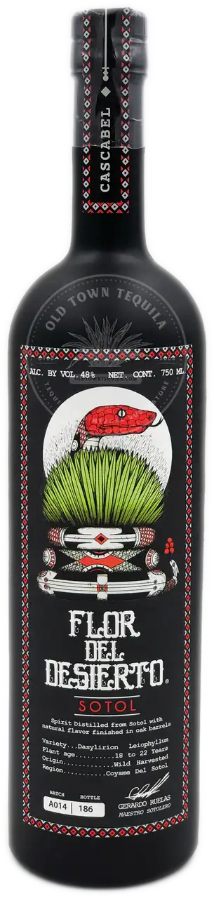 Flor Del Desierto Sotol Cascabel Snake Pechuga Black Bottle