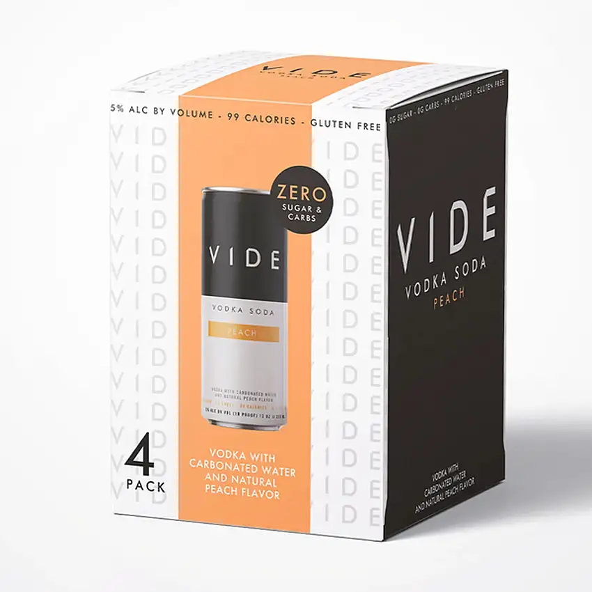 Vide Peach Vodka Soda Seltzer 4-Pack