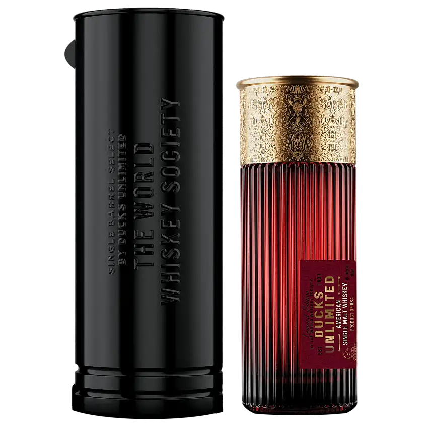 World Whiskey Society Ducks Unlimited Shotgun Shell Decanter American Single Malt Whiskey 750ml