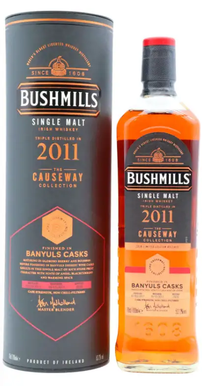 Bushmills Causeway Collection – Banyuls Wine Cask Finish 8 Year Old 2011 Vintage Single Malt Irish Whiskey | 700ML