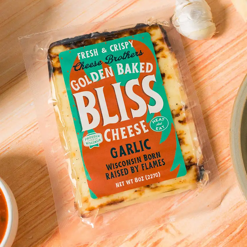 Cheese Brothers 'Golden' Baked Bliss Garlic Cheese, Wisconsin