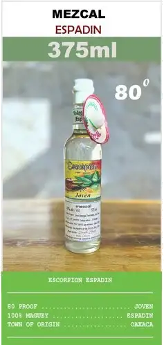 Escorpion Espadin Joven Mezcal 375ml