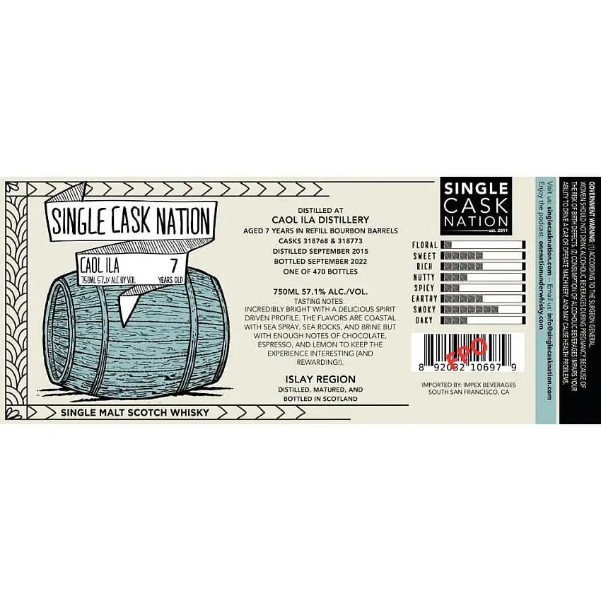 Single Cask Nation 7 Year Old Caol Ila 2015