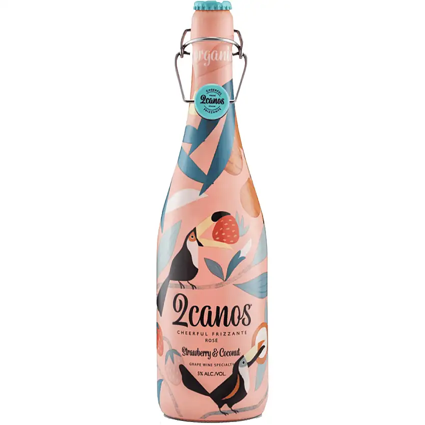 2 Canos Cheerful Frizzante Rose Strawberry and Coconut La Mache Nonvintage