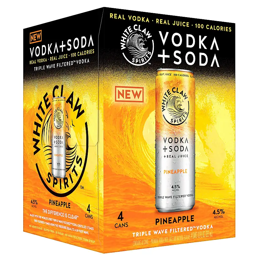 White Claw Spirits Pineapple Vodka Soda 4x355 mL Cans