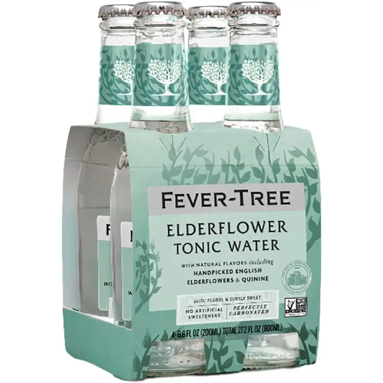 Fever Tree Elderflower Tonic Water Nonalcoholic 4x200 mL Bottles