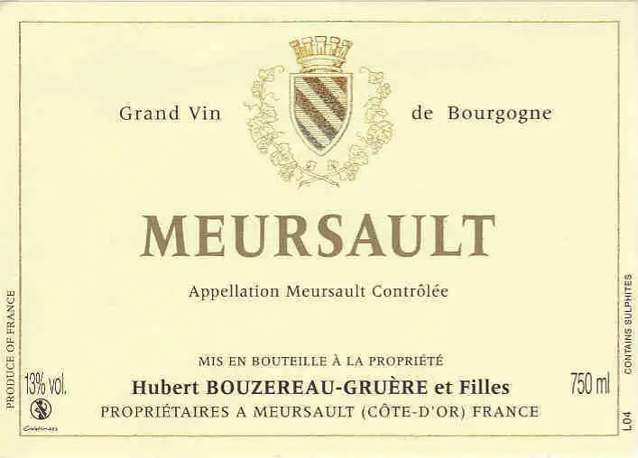 Domaine Hubert Bouzereau-Gruere et Filles Meursault Blanc 2021 750ml