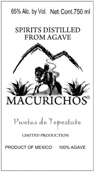 Mezcal Macurichos Destilado de Agave, Puntas Tepeztate - 750ml Bottle
