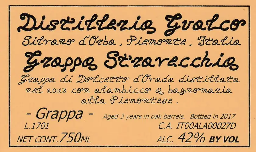 Distilleria Gualco Grappa Stravecchia - 750ml Bottle